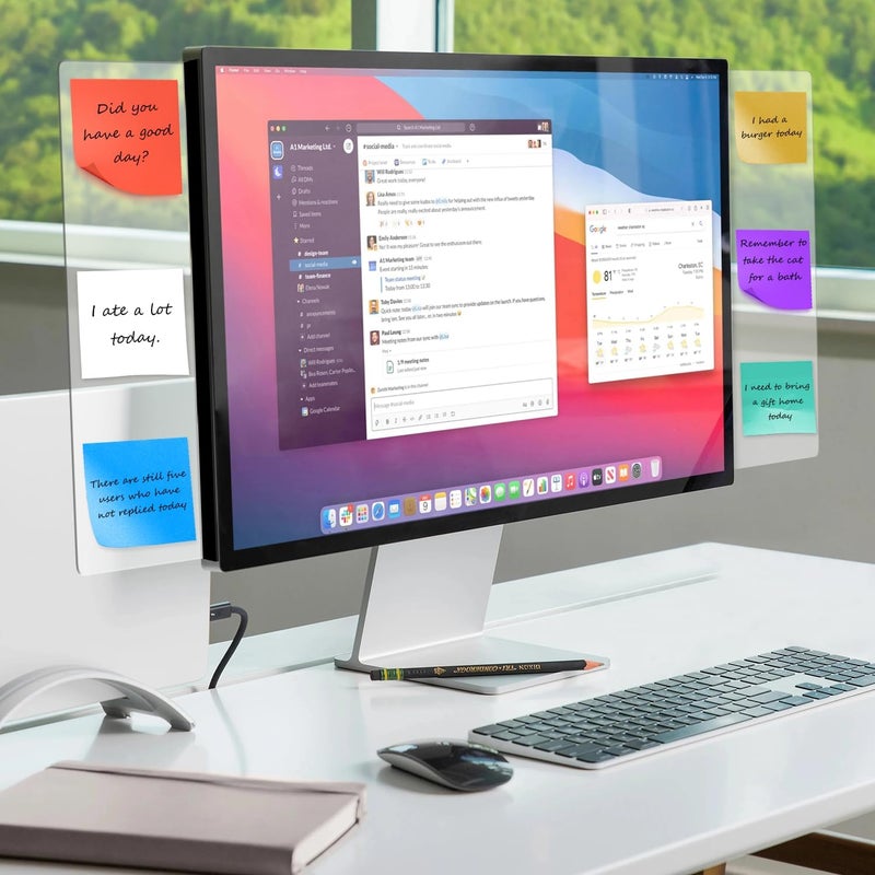 FaitAtten 2-Pack Frameless Monitor Sticky Note Boards - Screen Memo Board for Edgeless Monitors, Decorative Computer Transparent Side Panels, Home Office Computer Memo Holder - Image 2
